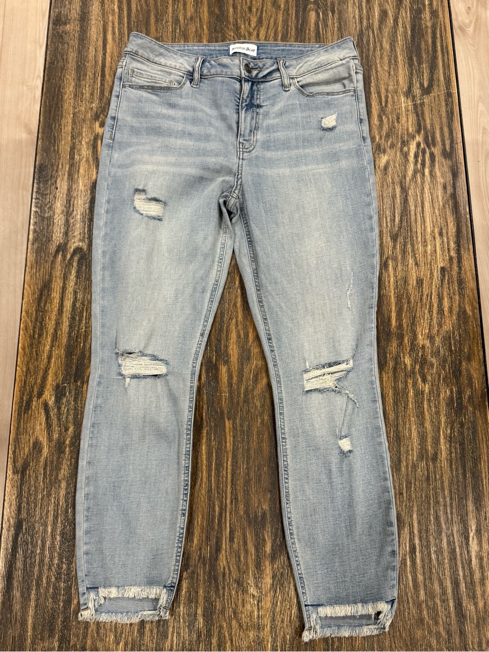 Studio Blue Distressed Skinny Ankle Jeans Size 30 Light Wash Raw Hem NWOT